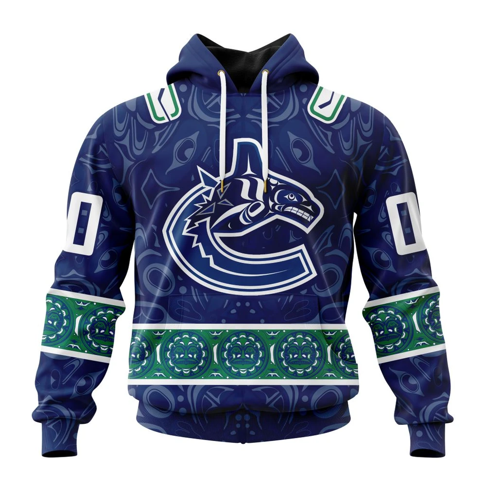 Hoodie NHL Vancouver Canucks Special Design With Canadian Aboriginal Art QTNHL080524A60HD