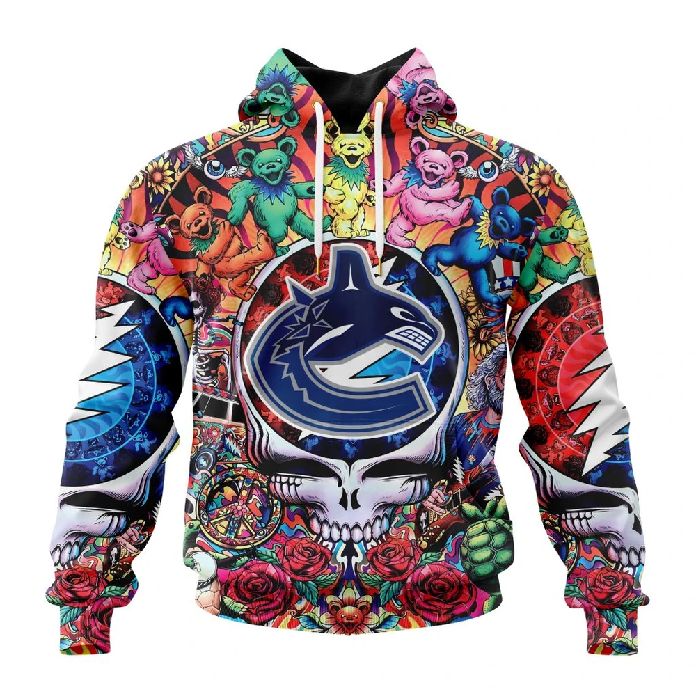 Hoodie NHL Vancouver Canucks Special Grateful Dead Design St2304 QTNHL080524A1880HD