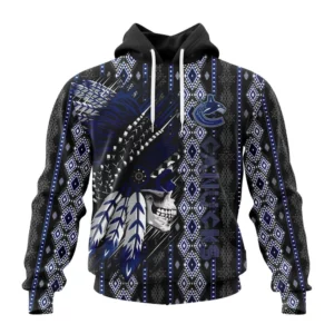 Hoodie NHL Vancouver Canucks Special Skull Native Design St2301 QTNHL080524A2100HD
