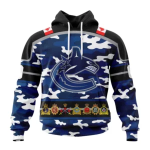 Hoodie NHL Vancouver Canucks, Specialized Design Wih Camo Team Color And Military Force Logo QTNHL080524A3522HD
