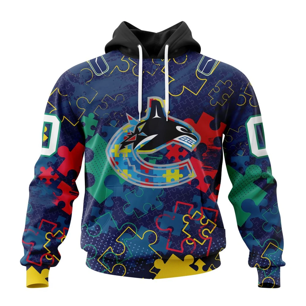 Hoodie NHL Vancouver Canucks, Specialized Fearless Aganst Autism QTNHL080524A2616HD