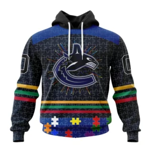 Hoodie NHL Vancouver Canucks, Specialized Fearless Aganst Autism V0122 QTNHL080524A2510HD