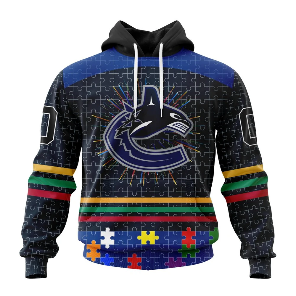 Hoodie NHL Vancouver Canucks, Specialized Fearless Aganst Autism V0122 QTNHL080524A2510HD