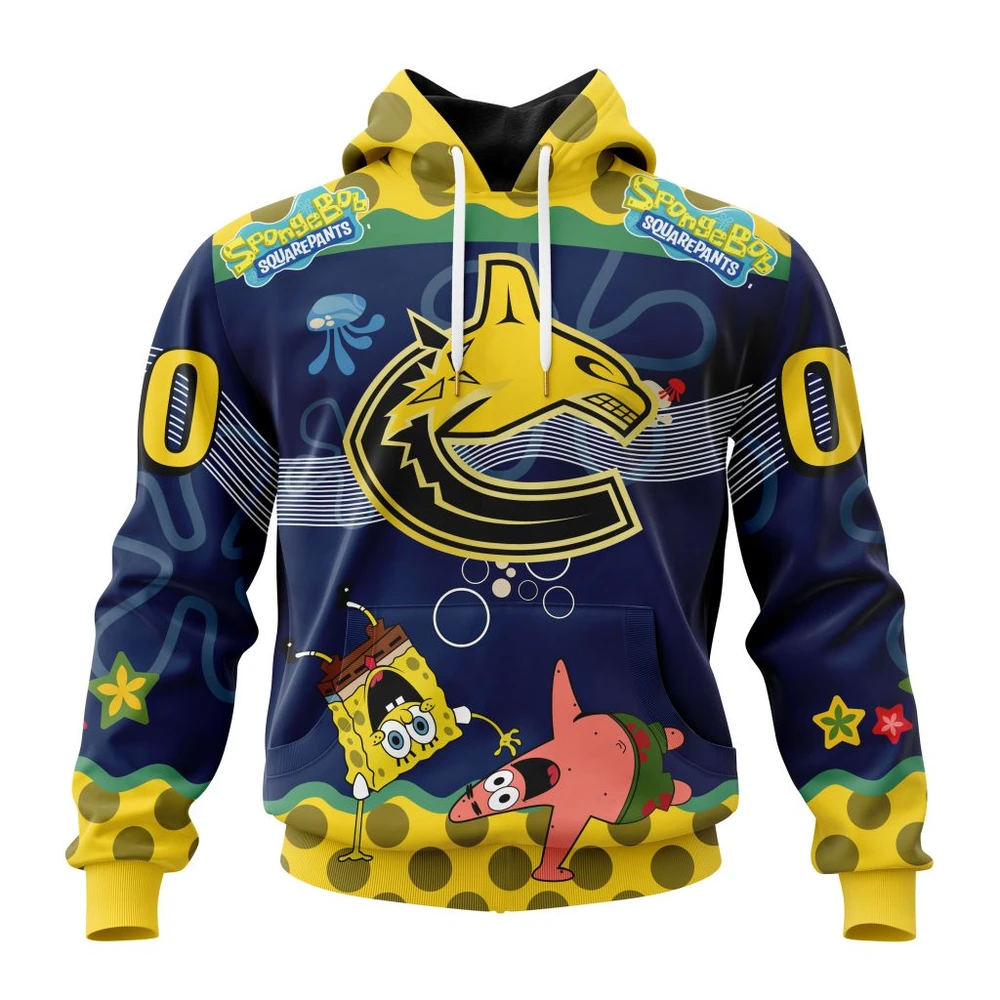 Hoodie NHL Vancouver Canucks Specialized Jersey With Spongebob QTNHL080524A3313HD