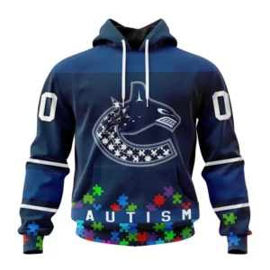 Hoodie NHL Vancouver Canucks, Specialized Unisex Kits Hockey Fights Against Autism QTNHL080524A2646HD