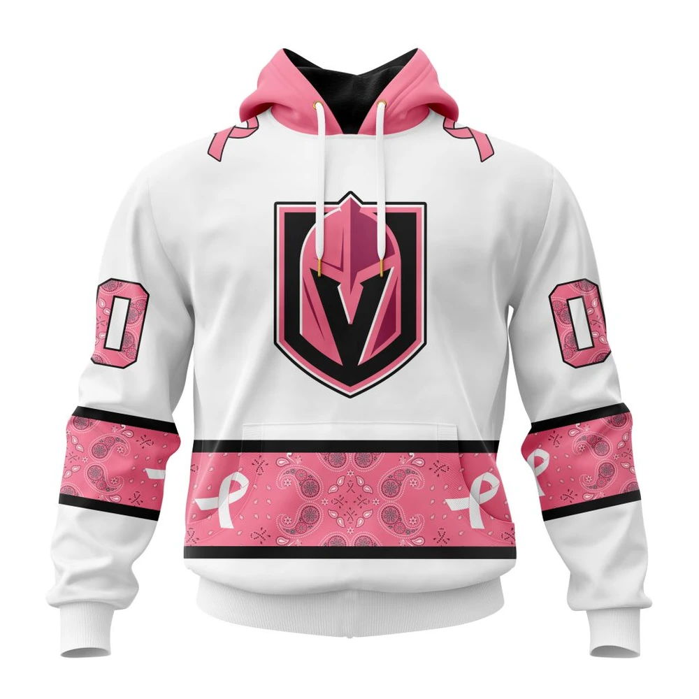 Hoodie NHL Vegas Golden Knights In Classic Style With Paisley! In October We Wear Pink Breast Cancer QTNHL080524A1658HD