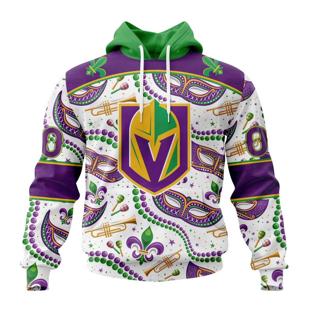 Hoodie NHL Vegas Golden Knights Special Mardi Gras Design St2401 QTNHL080524A725HD