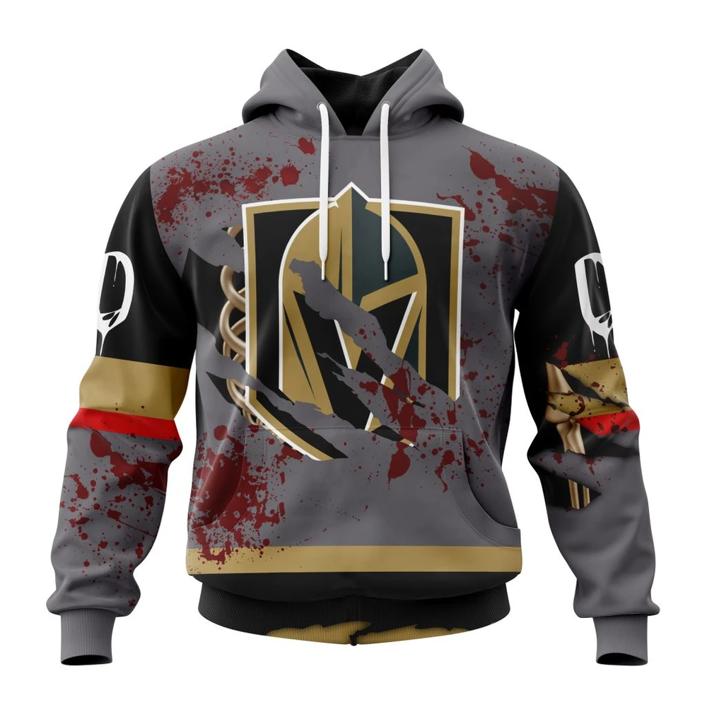 Hoodie NHL Vegas Golden Knights, Specialized Design Jersey With Your Ribs For Halloween QTNHL080524A3493HD