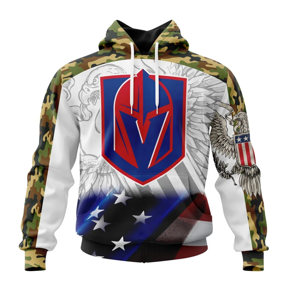 Hoodie NHL Vegas Golden Knights, Specialized Design With Our America Flag And Our America Eagle QTNHL080524A3436HD