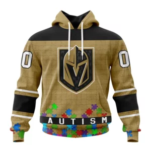 Hoodie NHL Vegas Golden Knights, Specialized Unisex Kits Hockey Fights Against Autism QTNHL080524A2645HD