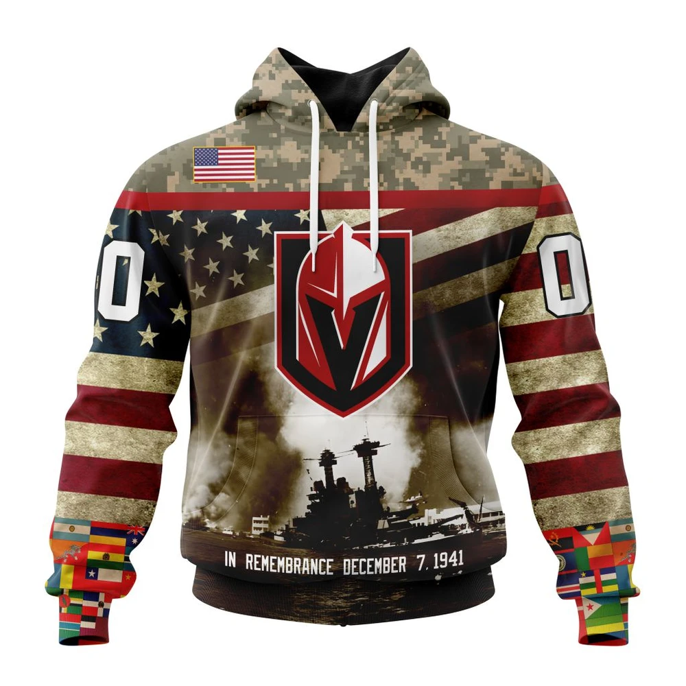 Hoodie NHL Vegas Golden Knights, Specialized Unisex Kits Remember Pearl Harbor QTNHL080524A2974HD