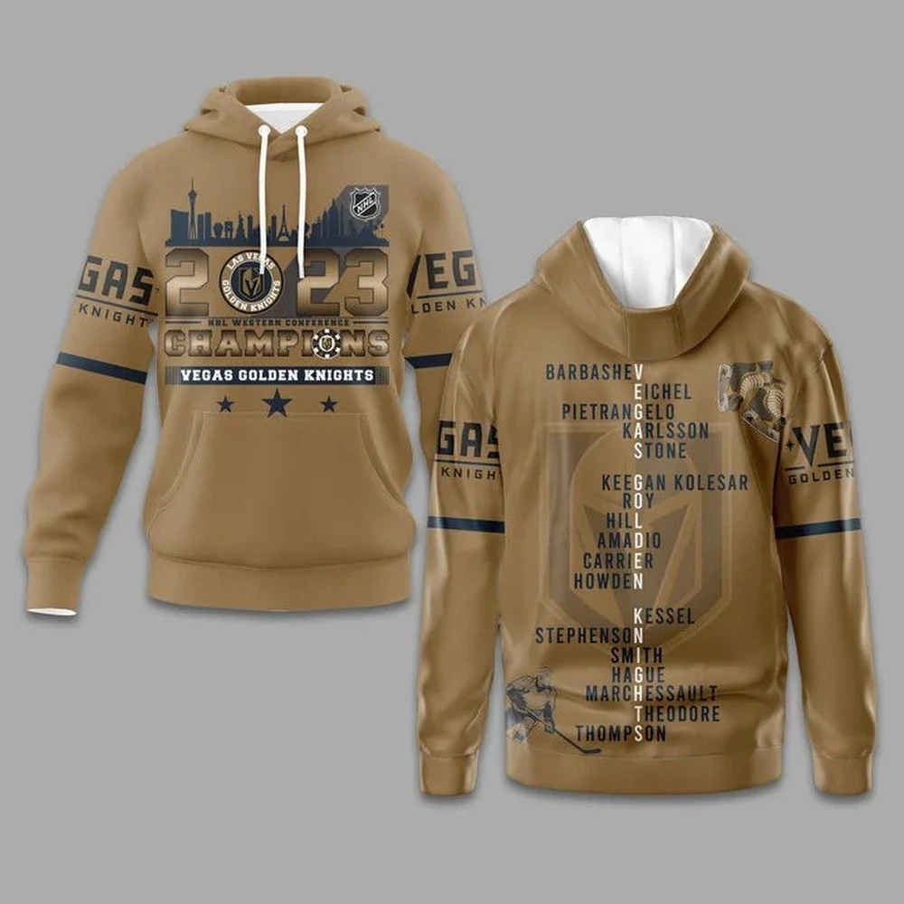 Hoodie NHL Vegas Golden Knights Western Conference Champions Gold QTNHL080524A2159HD