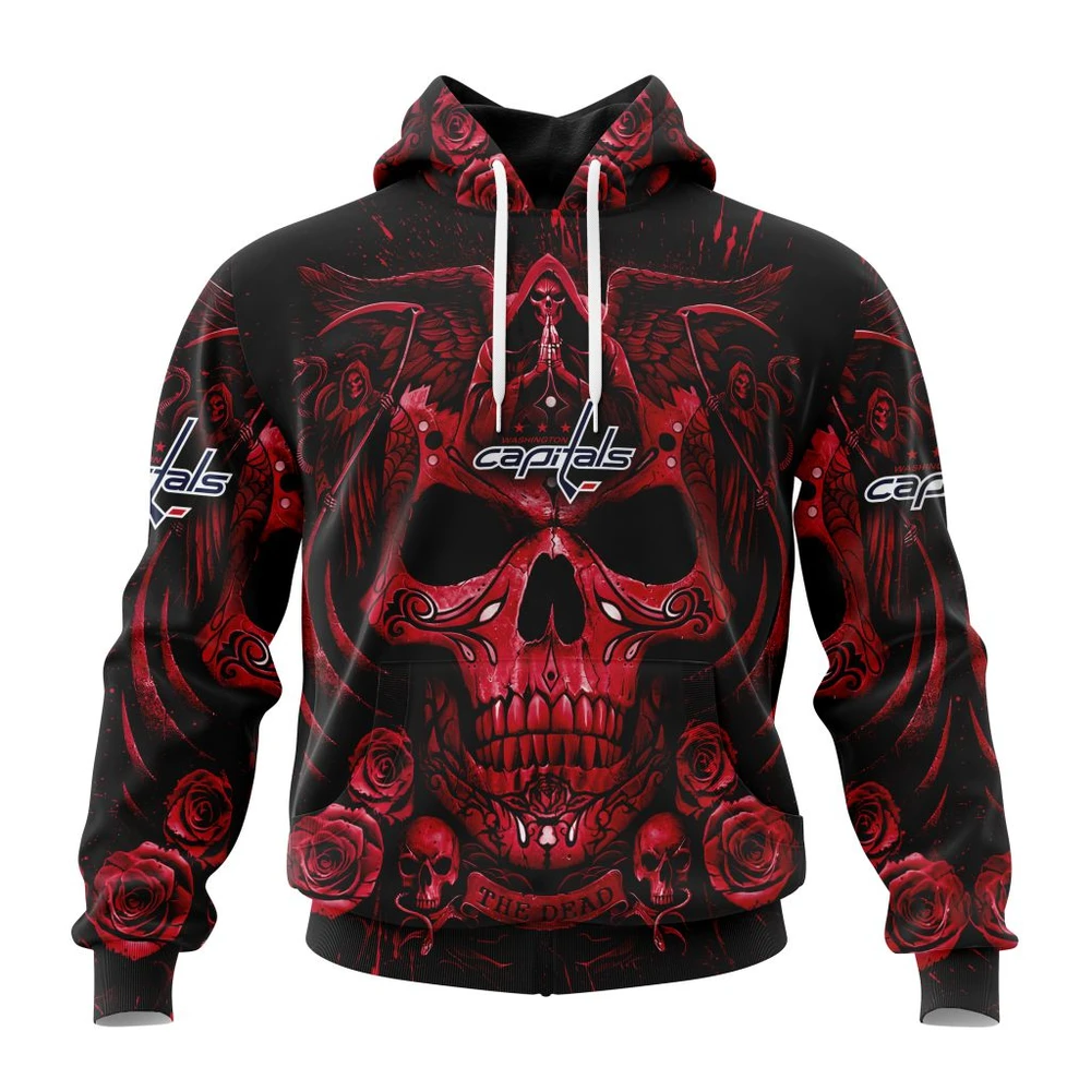 Hoodie NHL Washington Capitals Special Design With Skull Art St2203 QTNHL080524A345HD