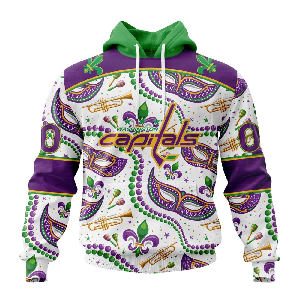 Hoodie NHL Washington Capitals Special Mardi Gras Design St2401 QTNHL080524A724HD