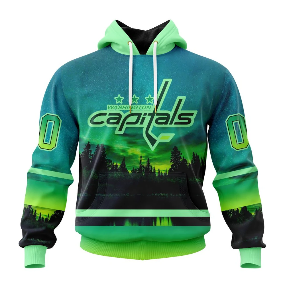 Hoodie NHL Washington Capitals Special Northern Lights Design St2302 QTNHL080524A1365HD
