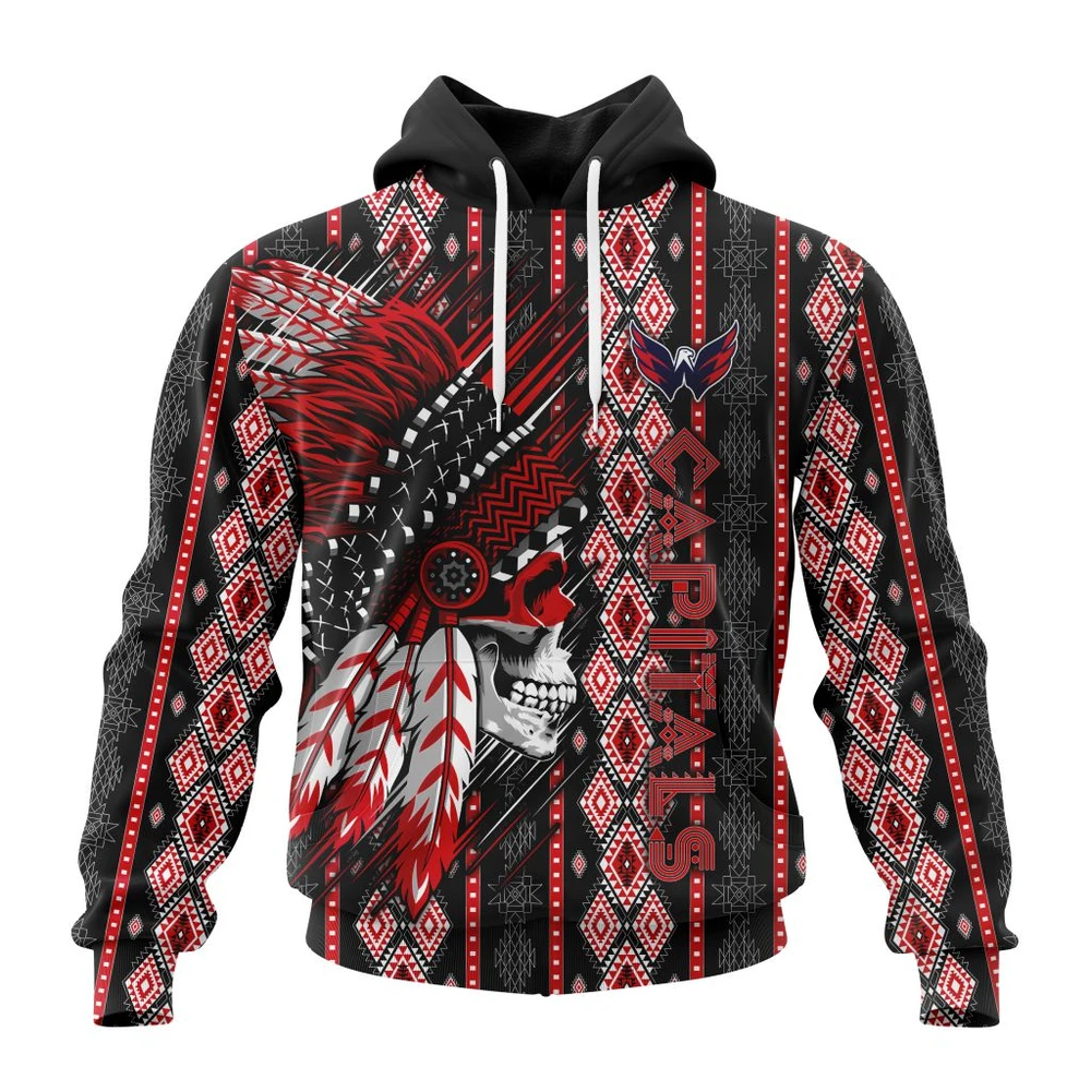 Hoodie NHL Washington Capitals Special Skull Native Design St2301 QTNHL080524A2098HD