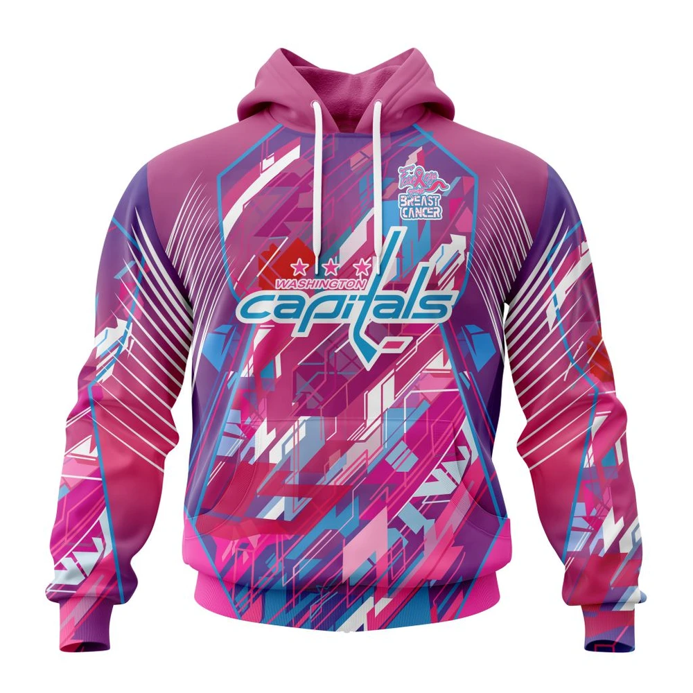 Hoodie NHL Washington Capitals, Specialized Design I Pink I Can! Fearless Again Breast Cancer QTNHL080524A389HD