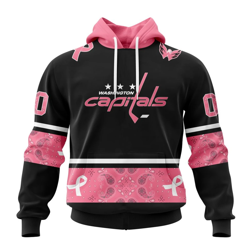 Hoodie NHL Washington Capitals, Specialized Design In Classic Style With Paisley! In October We Wear Pink Breast Cancer QTNHL080524A3490HD
