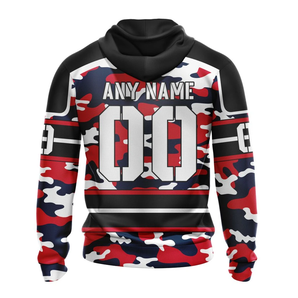 Hoodie NHL Washington Capitals, Specialized Design Wih Camo Team Color And Military Force Logo QTNHL080524A3520HD - Image 2