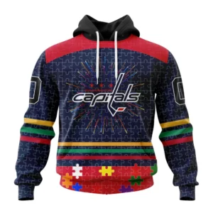 Hoodie NHL Washington Capitals, Specialized Fearless Aganst Autism V0122 QTNHL080524A2508HD
