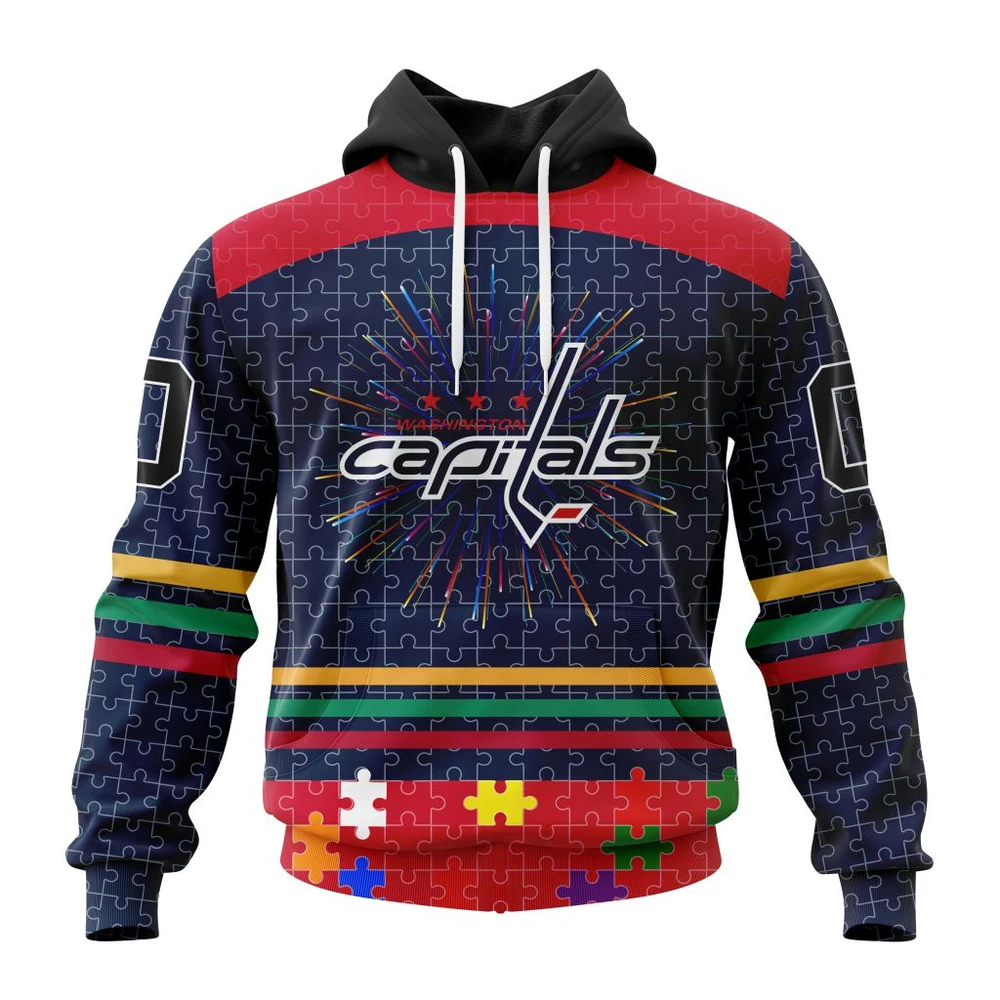 Hoodie NHL Washington Capitals, Specialized Fearless Aganst Autism V0122 QTNHL080524A2508HD