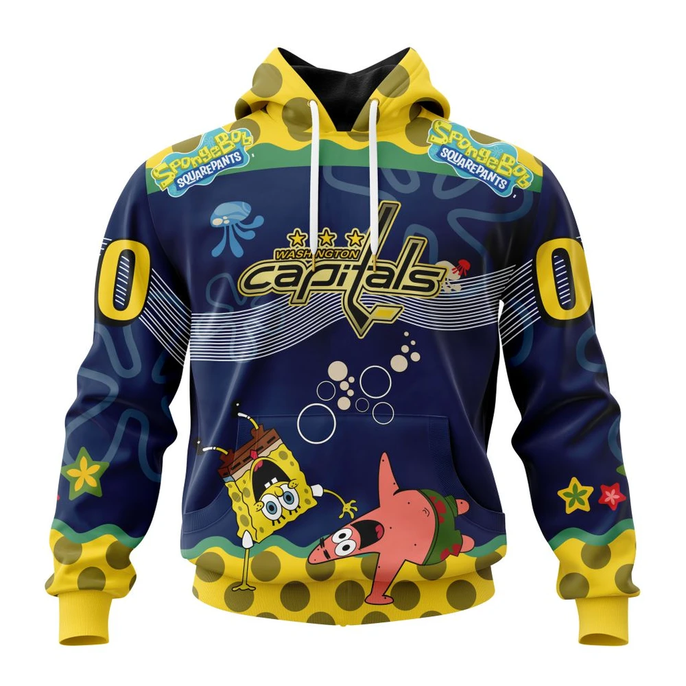 Hoodie NHL Washington Capitals, Specialized Jersey With Spongebob QTNHL080524A3311HD
