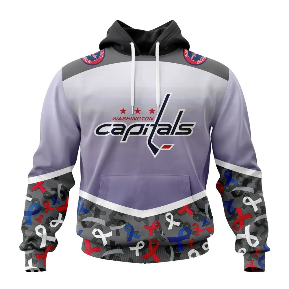 Hoodie NHL Washington Capitals, Specialized Sport Fights Again All Cancer V0122 QTNHL080524A3344HD