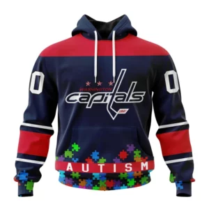 Hoodie NHL Washington Capitals, Specialized Unisex Kits Hockey Fights Against Autism QTNHL080524A2644HD