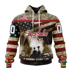 Hoodie NHL Washington Capitals, Specialized Unisex Kits Remember Pearl Harbor QTNHL080524A2973HD