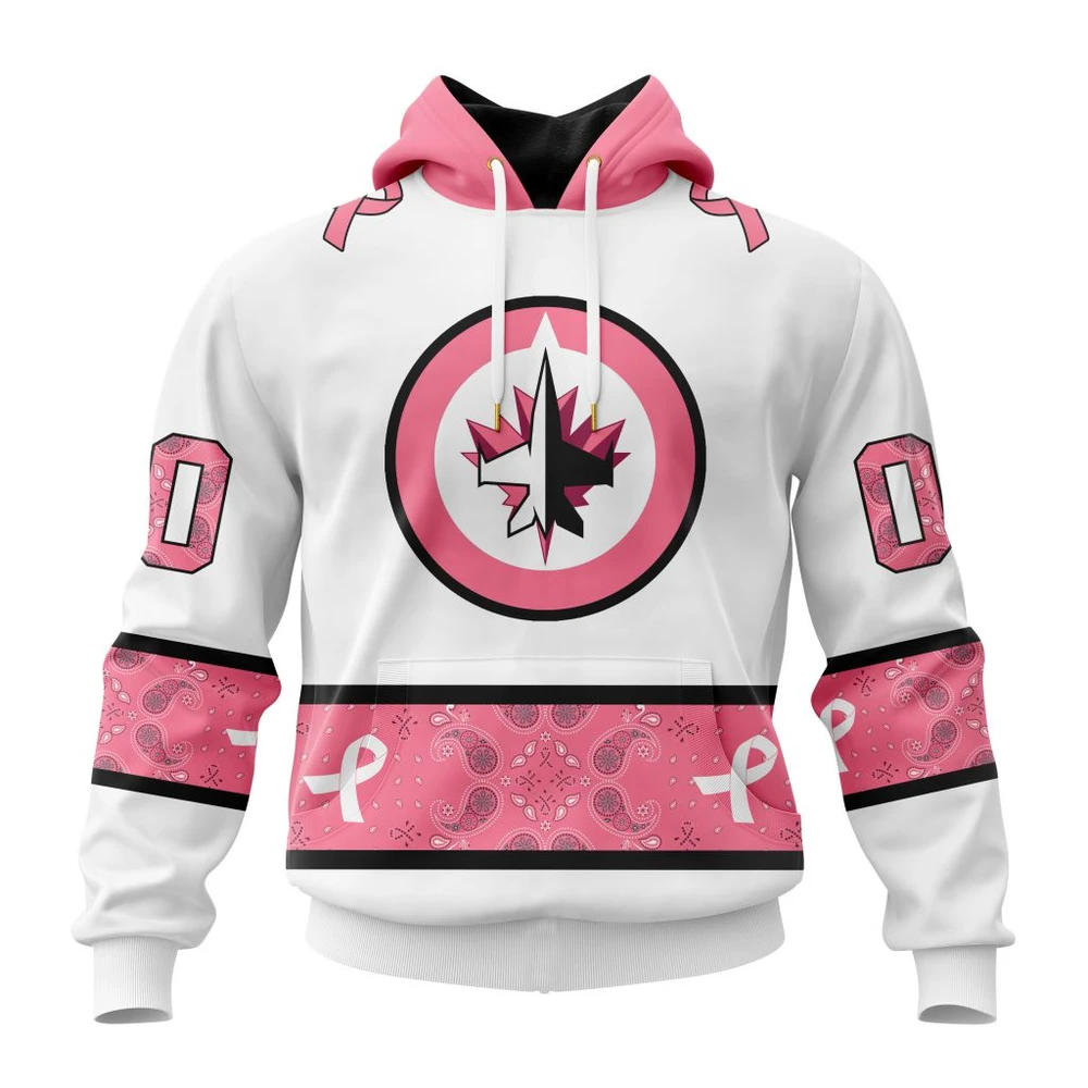 Hoodie NHL Winnipeg Jets In Classic Style With Paisley! In October We Wear Pink Breast Cancer QTNHL080524A1656HD