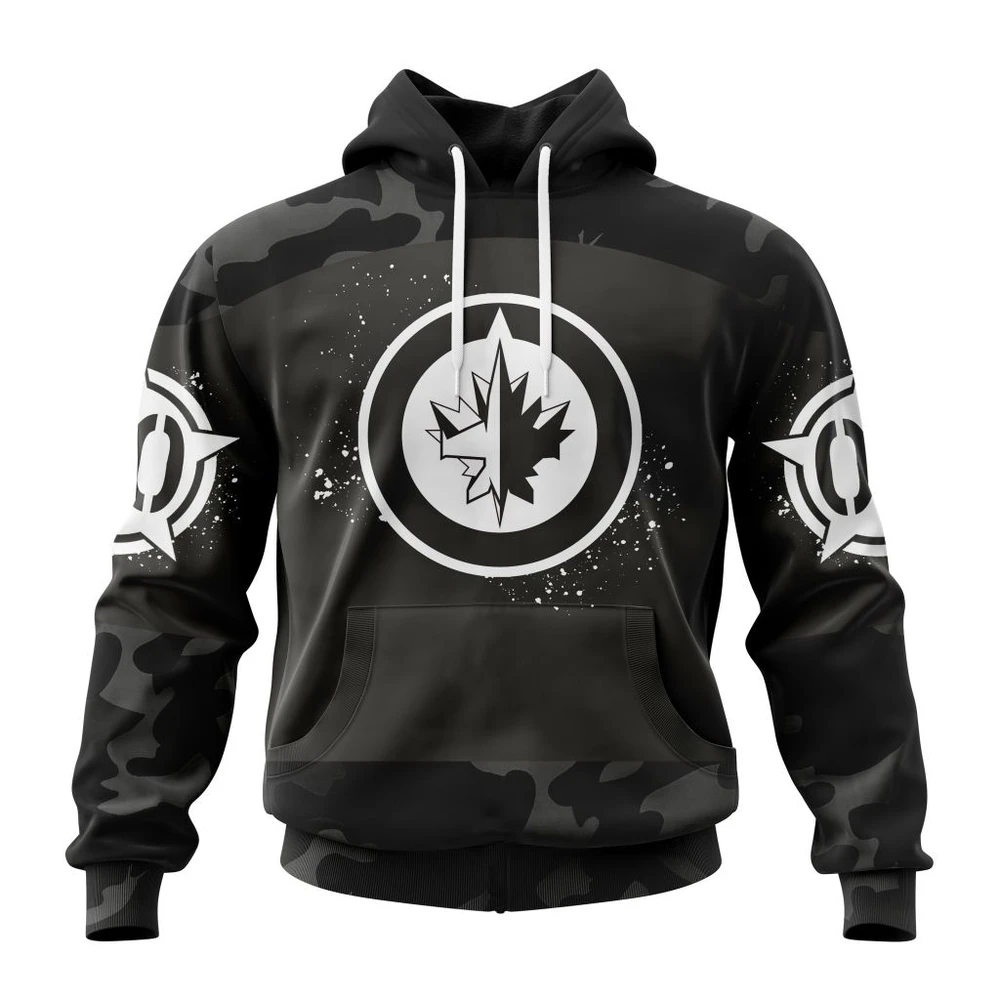 Hoodie NHL Winnipeg Jets Special Black Camo Design For Veterans Day St2304 QTNHL080524A1596HD