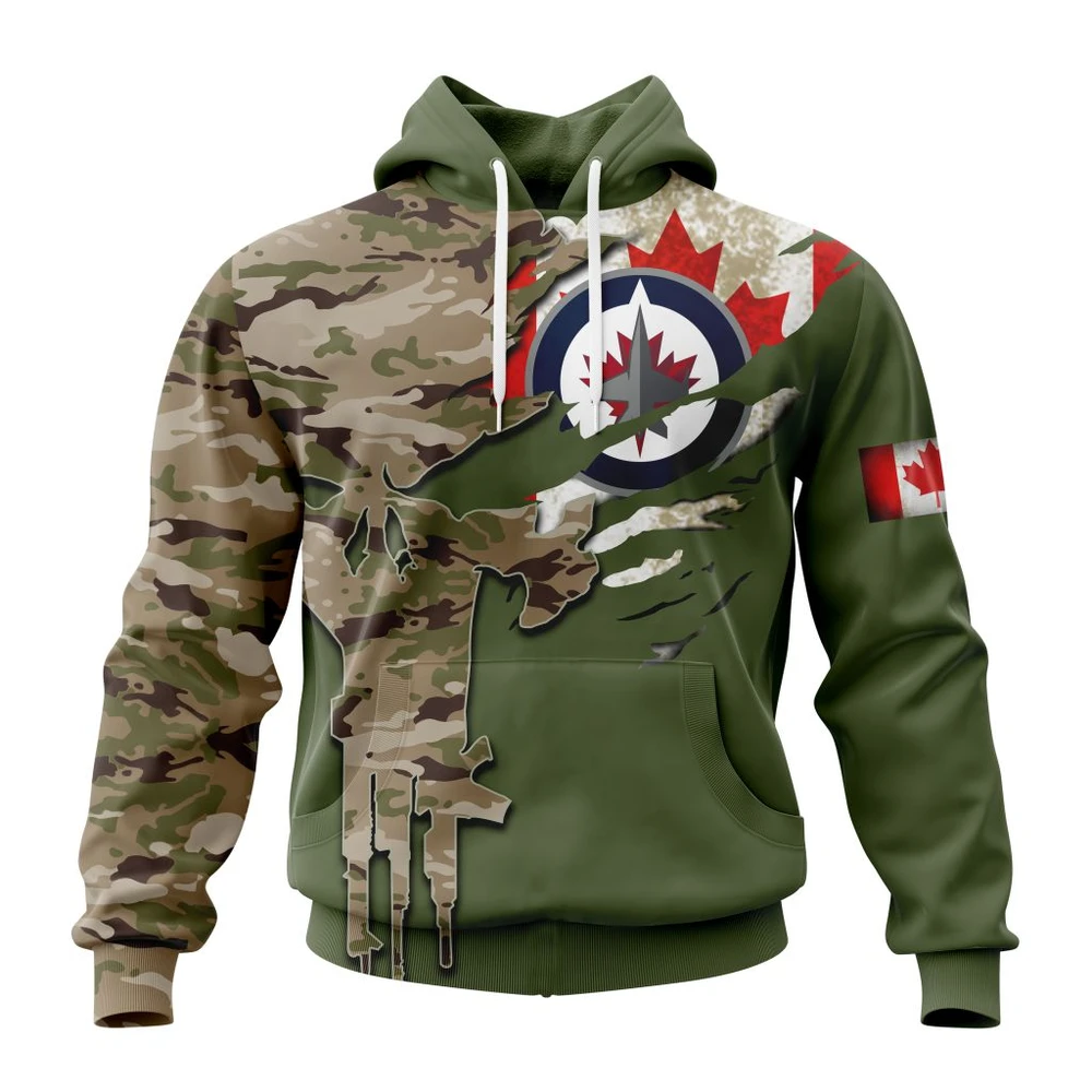 Hoodie NHL Winnipeg Jets Special Camo Skull Design St2303 QTNHL080524A1699HD