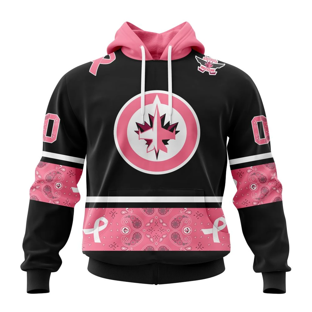 Hoodie NHL Winnipeg Jets, Specialized Design In Classic Style With Paisley! In October We Wear Pink Breast Cancer QTNHL080524A3489HD