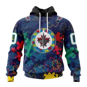 Hoodie NHL Winnipeg Jets, Specialized Fearless Aganst Autism QTNHL080524A2613HD