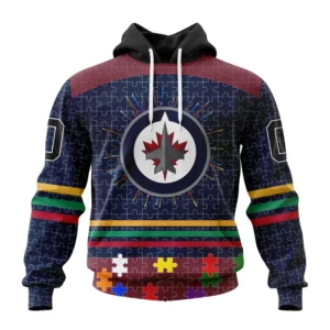Hoodie NHL Winnipeg Jets, Specialized Fearless Aganst Autism V0122 QTNHL080524A2507HD
