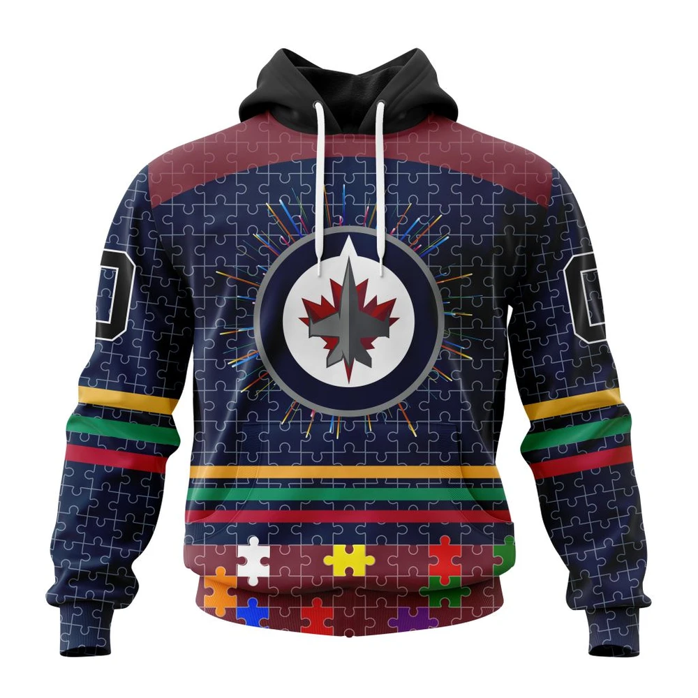 Hoodie NHL Winnipeg Jets, Specialized Fearless Aganst Autism V0122 QTNHL080524A2507HD