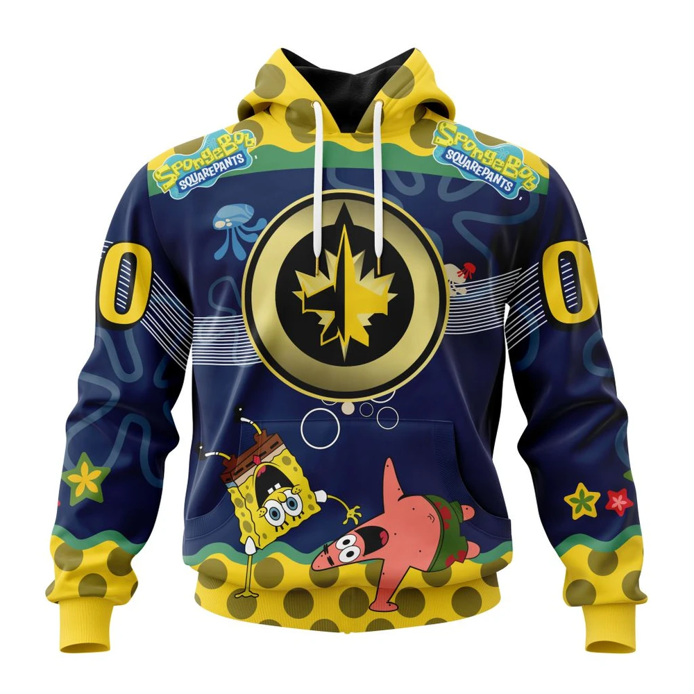 Hoodie NHL Winnipeg Jets Specialized Jersey With Spongebob QTNHL080524A3310HD