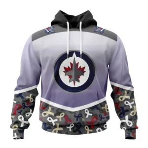 Hoodie NHL Winnipeg Jets, Specialized Sport Fights Again All Cancer V0122 QTNHL080524A3343HD