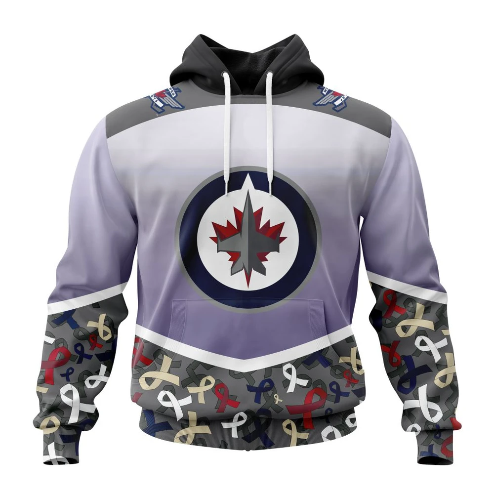 Hoodie NHL Winnipeg Jets, Specialized Sport Fights Again All Cancer V0122 QTNHL080524A3343HD