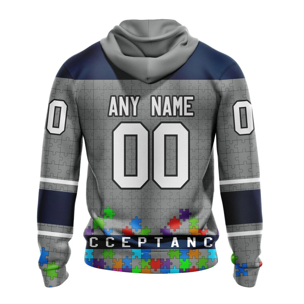 Hoodie NHL Winnipeg Jets, Specialized Unisex Kits Hockey Fights Against Autism QTNHL080524A2643HD - Image 2