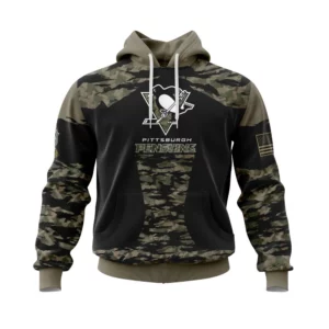 Hoodie Pittsburgh Penguins, Honors Veterans And Military Members QTNHL080524A3845HD