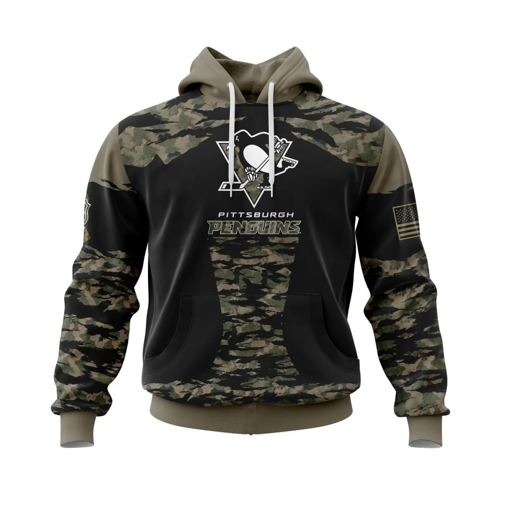 Hoodie Pittsburgh Penguins, Honors Veterans And Military Members QTNHL080524A3845HD