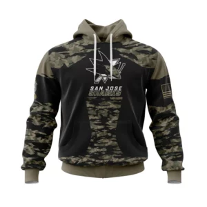 Hoodie San Jose Sharks, Honors Veterans And Military Members QTNHL080524A3862HD
