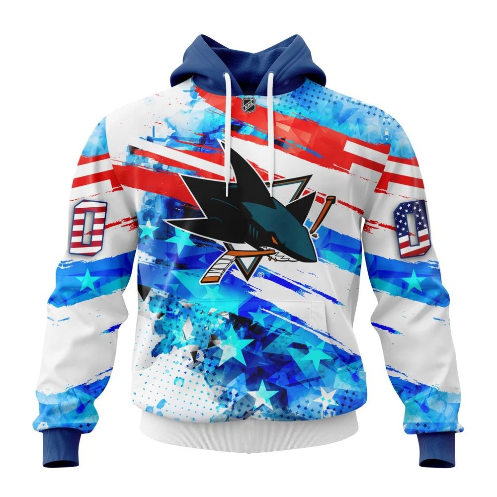 Hoodie San Jose Sharks, Special Concept For Independence Day St2201 QTNHL080524A2133HD