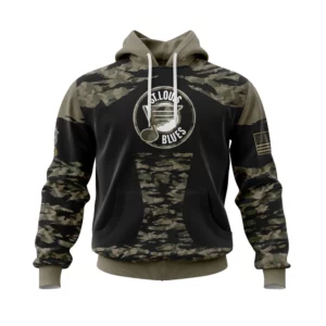Hoodie St. Louis Blues, Honors Veterans And Military Members QTNHL080524A3897HD