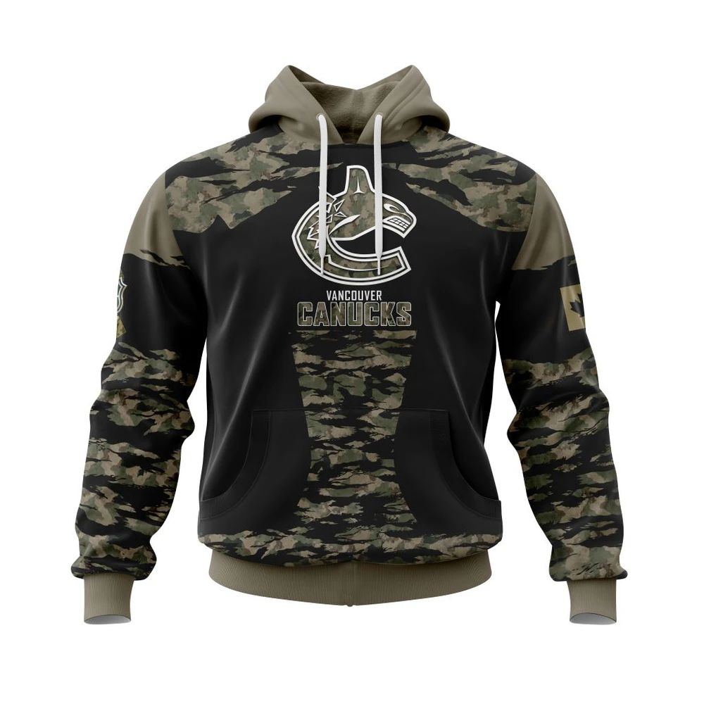 Hoodie Vancouver Canucks, Honors Veterans And Military Members QTNHL080524A420HD