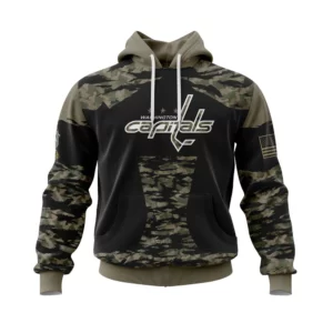 Hoodie Washington Capitals, Honors Veterans And Military Members QTNHL080524A3959HD
