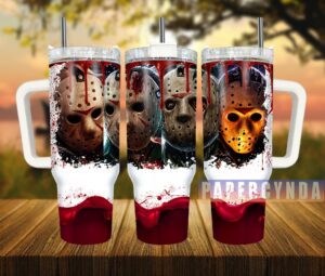 Horror Mask Tumbler - Scary Movie Inspired Stainless Steel Travel Mug
