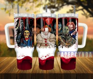 Horror Icon Tumbler Cup with Lid & Straw - Perfect for Spooky Sips