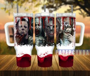 Horror Movie Villains Tumbler - Stainless Steel Insulated Mug with Straw